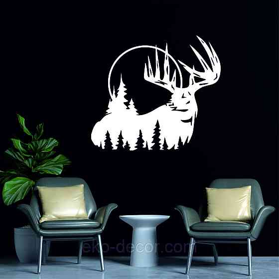 Декоративное настенное Панно «Олень» Декор на стену 70*63 см., Белый Киев