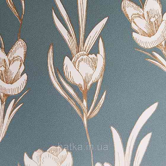 Шпалери вінілові на флізелін Caselio The Place to bed 0.53х10 м ніжні білі квіти з золотом на сіро-зеленому Київ