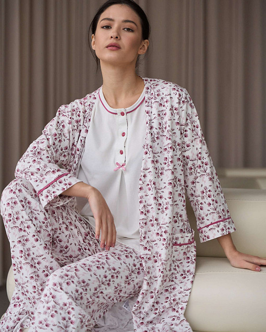 Комплект-тройка для дома для беременных со штанами - цветочки Nicoletta 7391 S Киев - изображение 7