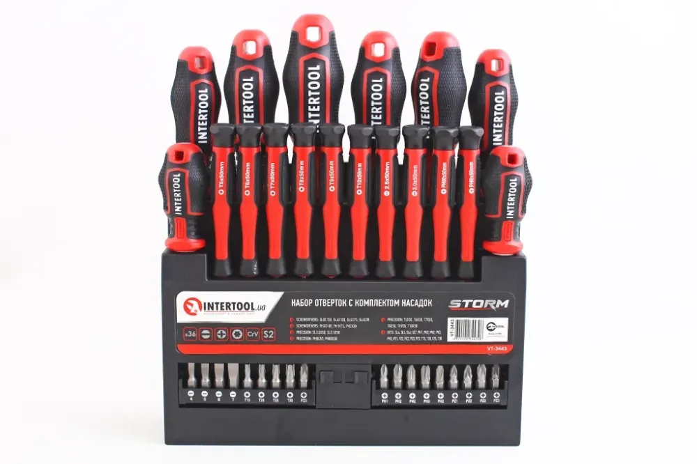 Набір отворів, насадок Intertool 36 ед. Storm на планці Вінниця - фото 1