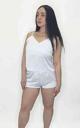 Пижама женская шелковая с шортами Белый 50 Харьков