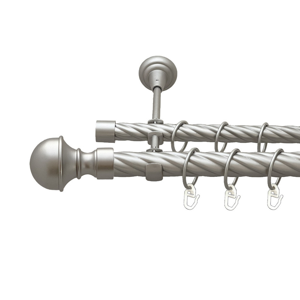 Карниз Orvit Бостон металевий дворядний відкритий скручена труба кільце металеве Сатин 25\19 мм 300 см Львов - изображение 1