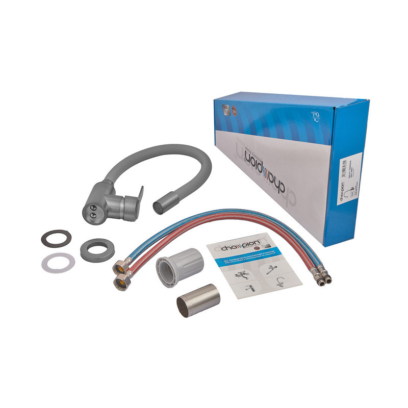 Кухонный смеситель Champion EZA-011 Graphite REFL.Gray с силиконовым серым изливом из нержавеющей стали (CH6566) Харьков - изображение 5