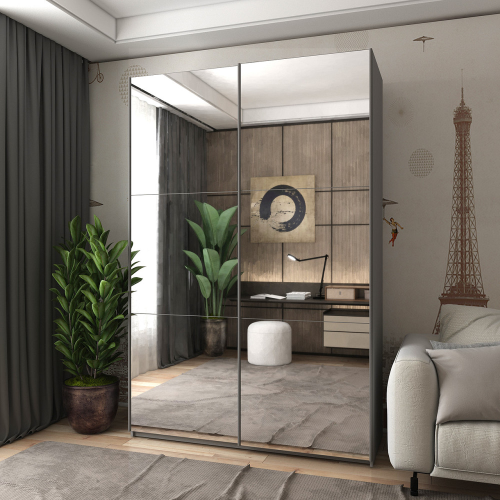 Шкаф-купе двухдверный Doros G-Caiser 160х60х240 см Графит/2 Зеркала (DRS-011028) Львов - изображение 1