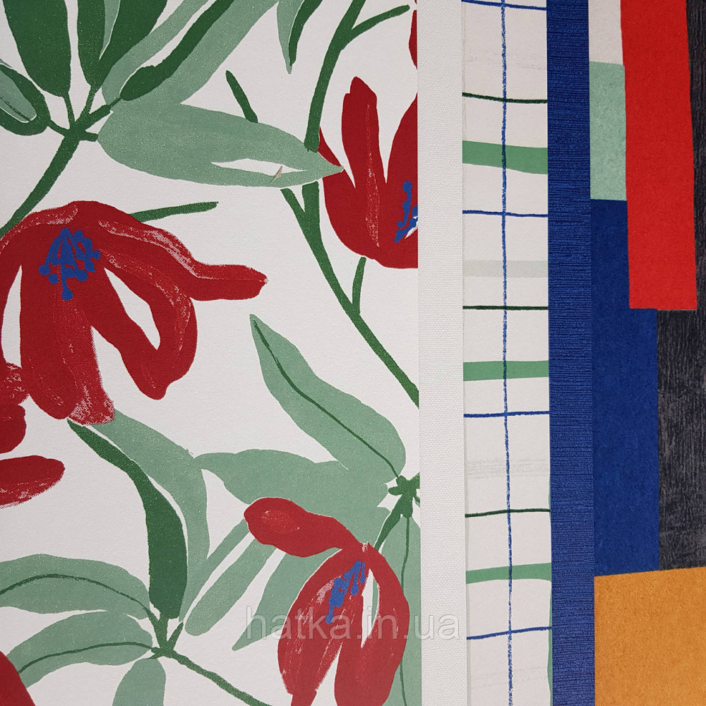 Шпалери флізелінові еко Khroma Zoom Goja 0.53х10.05 м квіти ніжні червоні зелені на білому Київ - фото 3
