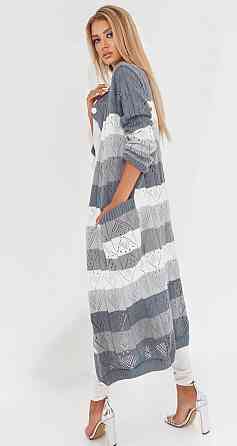 Ажурний кардиган із кишенями в смужку (48-52) Київ