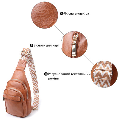 Сумка Vintage Жіноча з однією лямкою через плече з гладкої екошкіри Руда (22767) Вінниця - фото 8