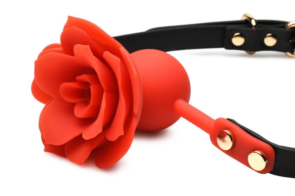 Силіконовий кляп з трояндою Master Series: Blossom Silicone Rose Gag – Red Sex Aura Київ - фото 2