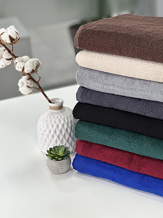 Комплект полотенец однотонных Ideal Textile 50х90см + 100х150см 450 г/м2 изумрудный Черновцы - изображение 8