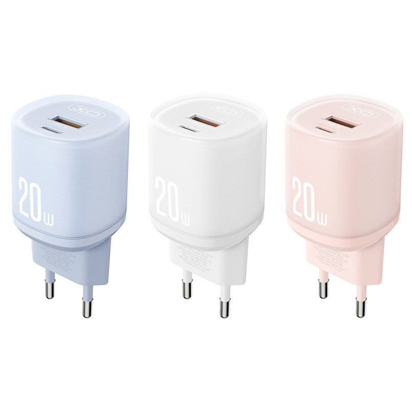 Мережевий зарядний пристрій XO L144 PD20W 1USB-A+1USB-C + Lightning кабель білий Львів - фото 4
