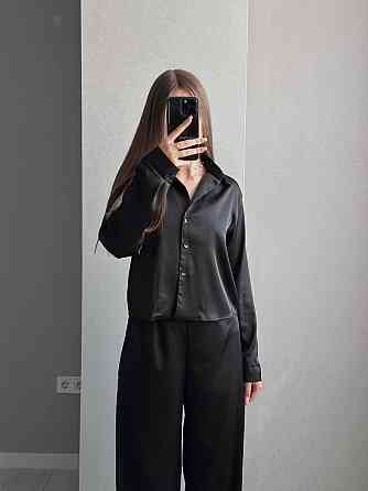 Женский базовый костюм двойка: рубашка и брюки из шелка армани Одесса