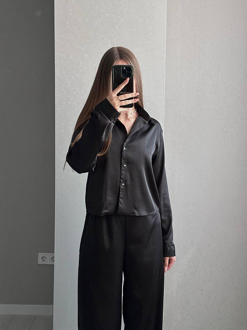 Женский базовый костюм двойка: рубашка и брюки из шелка армани Одесса - изображение 1