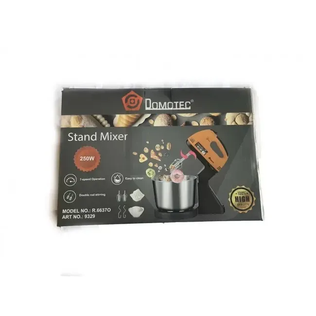 DOMOTEC миксер R6637O: с 2л чашей/металл, мощностью 250 Вт, 7 скоростей, с 2 венчиками и 2 крюками для теста Одесса - изображение 3