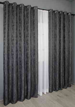 Комплект штор на люверсах VR-Textil Жакард Sultan YL № 1211ш Графітовий 150х250 см 2 шт (37-0004) Київ