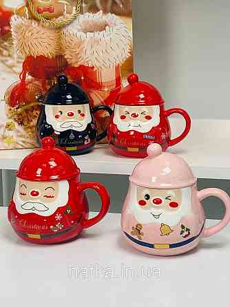 Кухоль з кришкою керамічний новорічний Olens "Різнянський помпон" 350 мл 102-1060 Київ