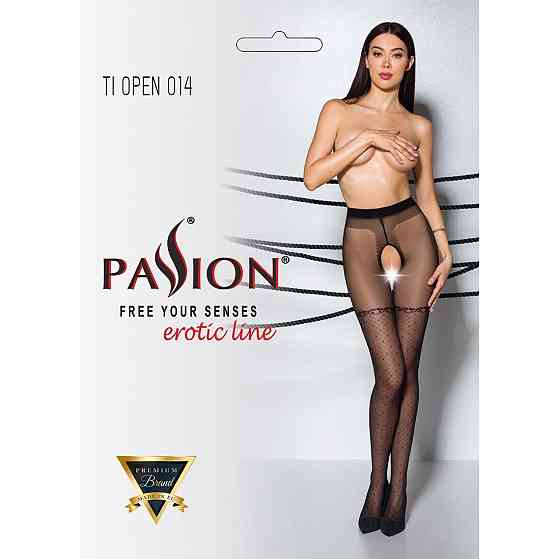 Колготки з відкритим доступом, імітація панчіх Passion TIOPEN 014 1/2 (20 den), black Sex Aura Київ