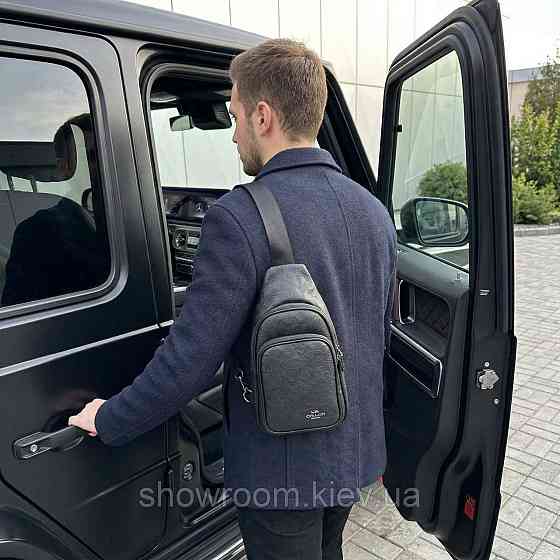 Мужская сумка на грудь (слинг), бананка Coach (77-2517) черная Киев