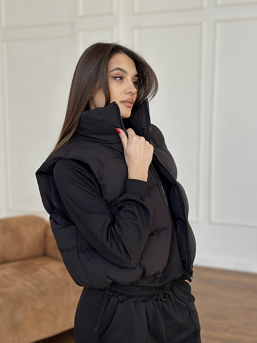 Жилетка черная женская укороченная Черный 42/44 Харьков - изображение 7