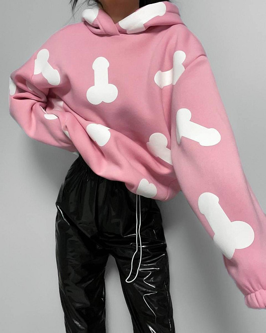 Женское теплое ОХУЕ*** худи оверсайз кроя на фиксаторах трехнитка на флисе Одесса - изображение 7