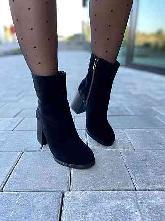 Valiente Женские ботинки VALIENTE Слава черные замша натуральная каблук 9см высота 14см (2652) Коломия