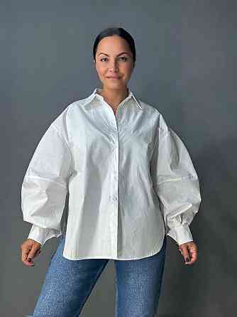 Сорочка жіноча Lan Lan 7503 оверсайз широка довга з пишним рукавом, білий, one size Київ