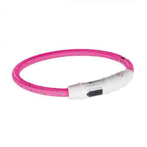 Ошейник Trixie Flash Light Ring USB для собак с подсветкой силиконовый розовый размер L-XL 65 см/7 мм Киев