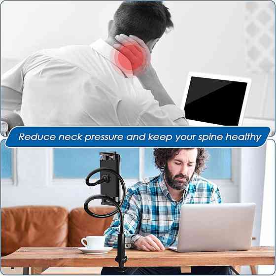 Универсальный гибкий держатель для планшета и телефона 4–10.6 дюймов 360° с зажимом 80 см черный Киев