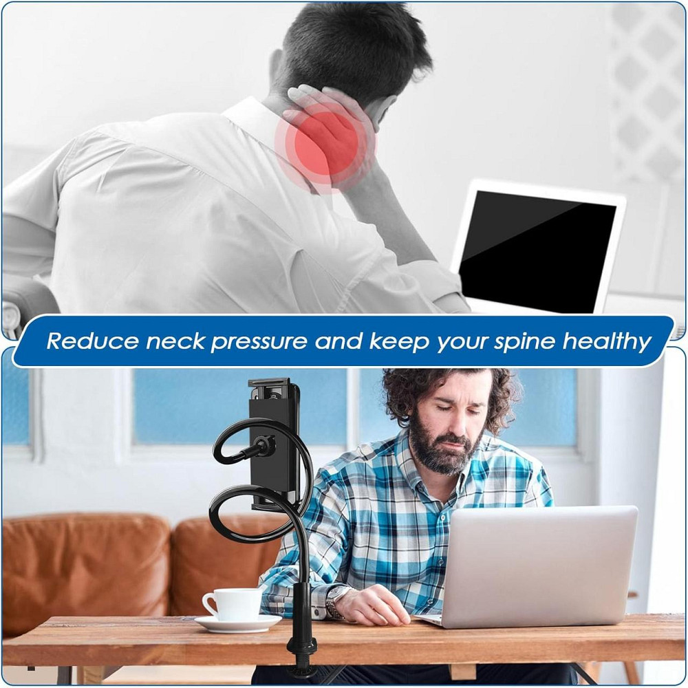 Универсальный гибкий держатель для планшета и телефона 4–10.6 дюймов 360° с зажимом 80 см черный Киев - изображение 3