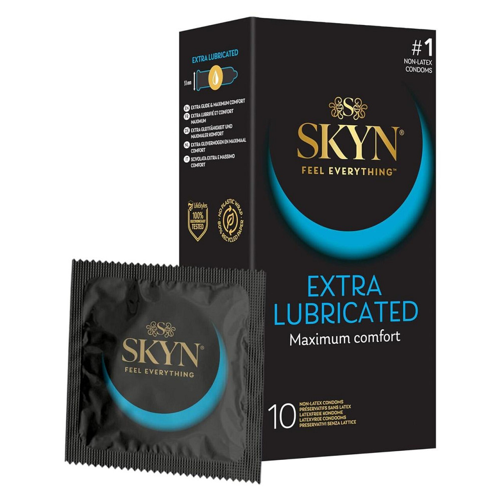 Безлатексные премиум-презервативы SKYN Extra Lubricated 10 шт, ультратонкие, на 40 % больше смазки Sex Aura Киев - изображение 1