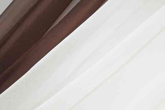 Кухонные шторы VR-Textil № 090к с ламбрекеном и подвязками венге с молочным 280х170 см (52-0015) Киев