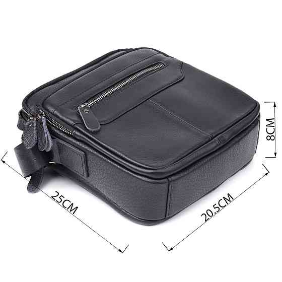 Вертикальна чоловіча сумка з натуральної шкіри Vintage 22967 Чорний Київ