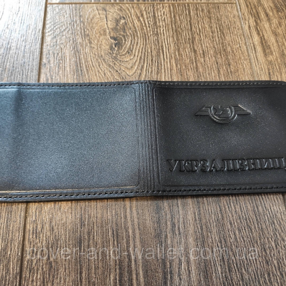 Шкіряна обкладинка на посвідчення Укрзалізниця чорного кольору Київ - фото 6