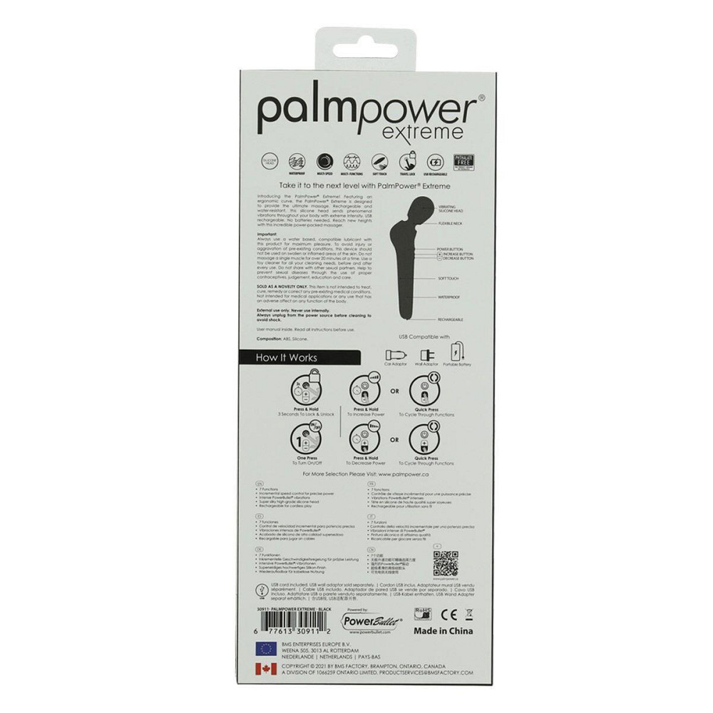 Мощный вибромассажер PalmPower Extreme - Black, 7 режимов, гибкая головка, перезаряжаемый Sex Aura Киев - изображение 7