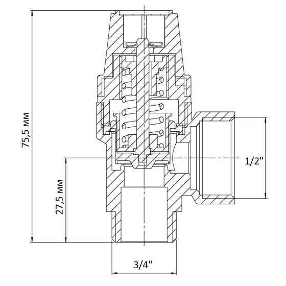 Клапан запобіжний ВЗ 1/2"х3/4" Koer KR.1261    ( KR3106 ) 28155 Харків