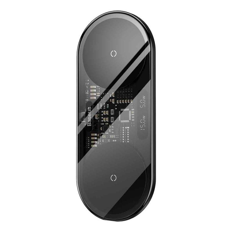 Бездротовий мультизарядний пристрій Baseus Digital LED Display 2in1 Wireless Charger 20W Black Universal version Київ - фото 1
