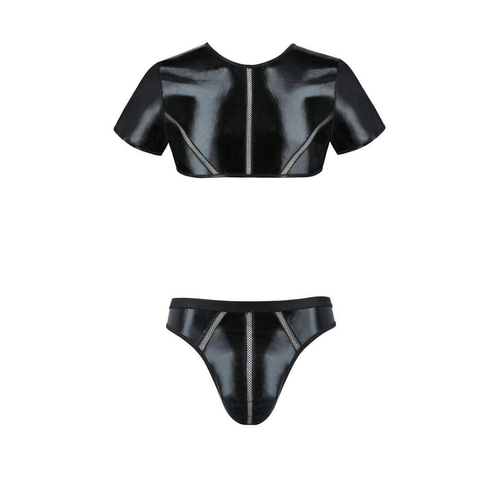 Комплект чоловічої білизни під латекс Passion 057 SET PETER XXL/XXXL Black, кроп-топ, стринги Sex Aura Київ - фото 5