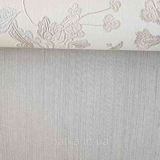 Шпалери вінілові на паперовій основі Sirpi Italian Silk 7 однотонні бежеві під тканина тонка срібна смужка Київ