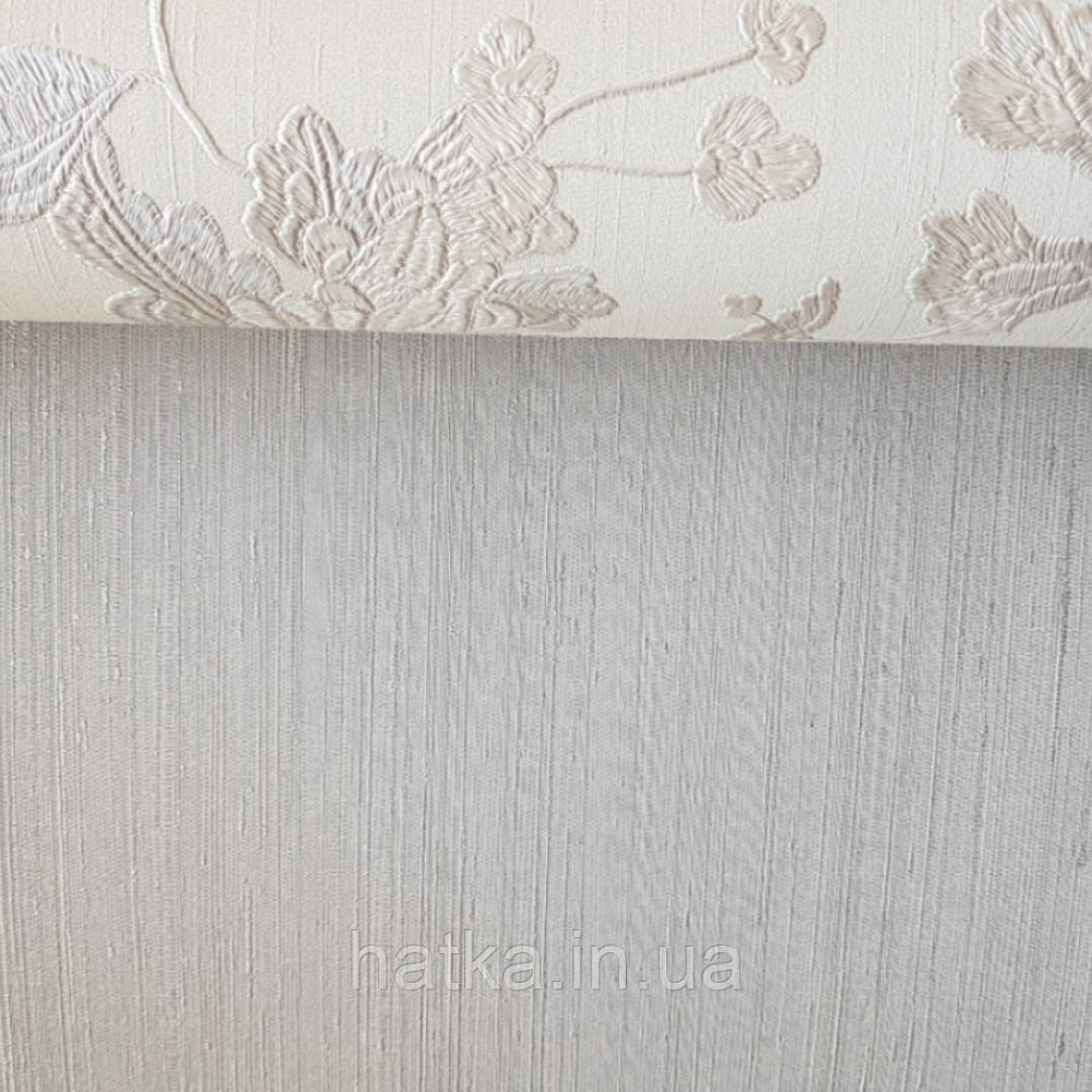 Шпалери вінілові на паперовій основі Sirpi Italian Silk 7 однотонні бежеві під тканина тонка срібна смужка Київ - фото 2