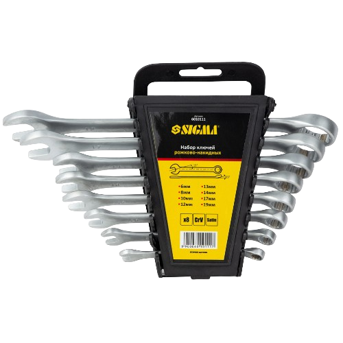 Набір ключів ріжково-накидних (6,8,10,12,13,14,17,19мм) CrV satine 8шт SIGMA Житомир - изображение 5