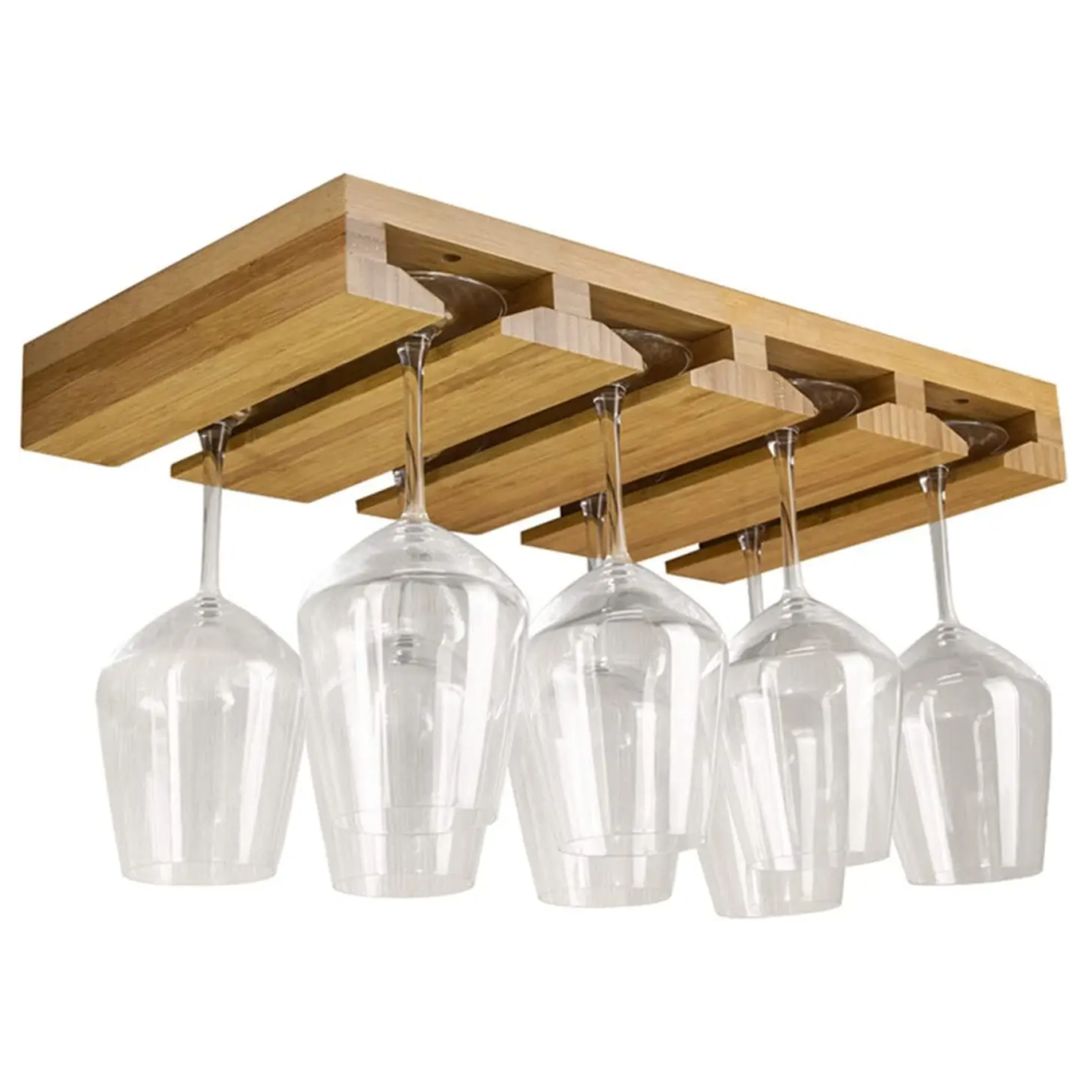 Бамбуковая полка для бокалов, подвесной органайзер для хранения бокалов(для 8шт), размером 46x25x5см Каменец-Подольский - изображение 2