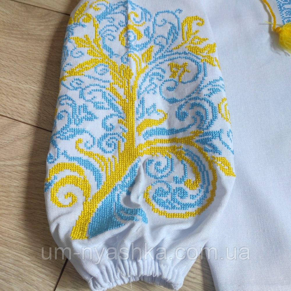 Підліткова вишита блузка з жовто-блакитною вишивкою Дерево життя Кривий Ріг - фото 3