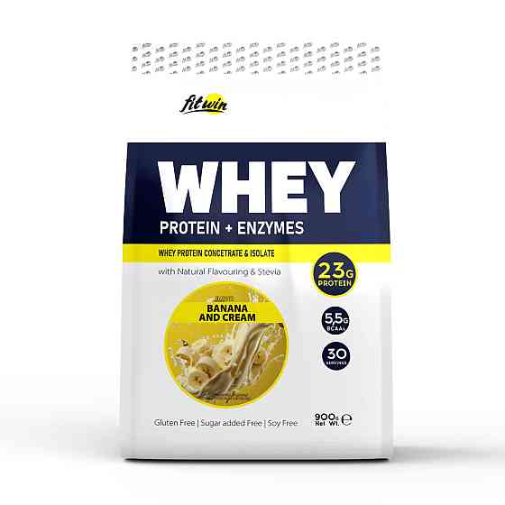 Сывороточный протеин FitWin Whey Protein + Enzymes 900 гр Банан в сливках Киев