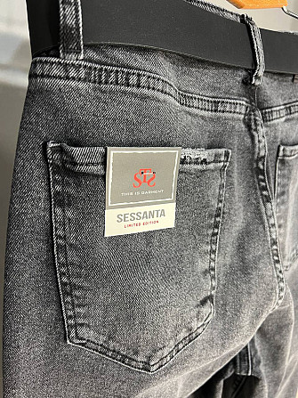 Джинсы женские SESSANTA 16482 MOM jeans высокая посадка стрейчевые с ремнем темно серые, темно-серый Одесса - изображение 3