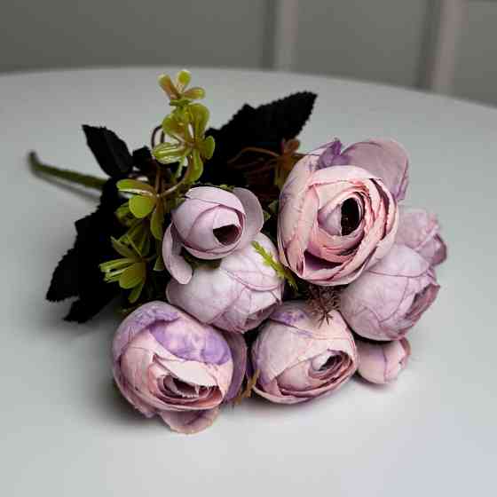 Букет Ранункулюсів штучний, 30 см, 5 стебел, 8 квіток/мікс (2 букети в уп.). Колір: рожевий EO-41 Львів