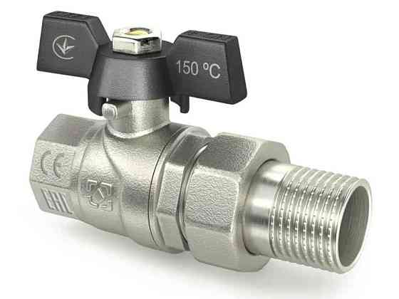 Кран кульовий з американкою 3/4 ВЗ, DN20, DRBS2, CW617N, метелик, BLACK ТМ RAFTEC Київ