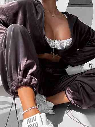 Женский плюшевый прогулочный костюм двойка: кофта и штаны турецкий велюр Шоколадный, 42/44 Одесса