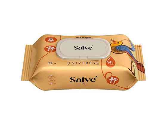 Вологі серветки 72шт універсальні Salve (клапан) ТМ SALVE Київ