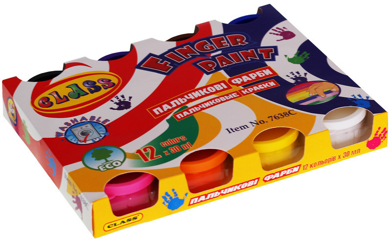 Фарби пальчикові "Class" 12 кол., 360 мл, 7638C, шт Київ - фото 1
