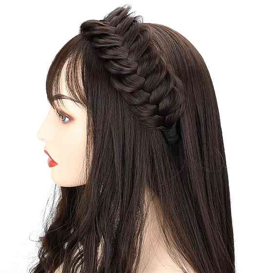 Плетена пов'язка Gledola Wide Messy Braided Headband Auburn синтетична руде волосся еластична з зубцями коса для жінок і дівчат Київ