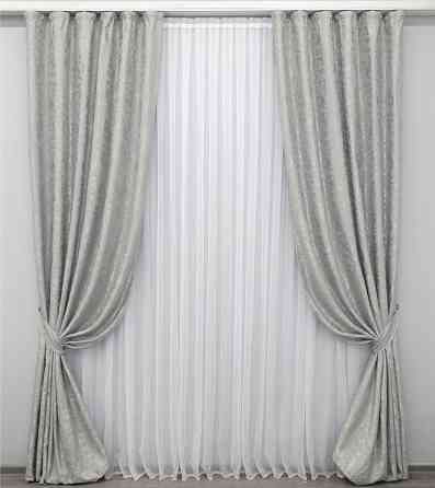 Комплект готовых штор VR-Textil Лен мрамор Pavliani ХО № 1263ш Светло-серый 100х280 см 2 шт (31-588) Киев